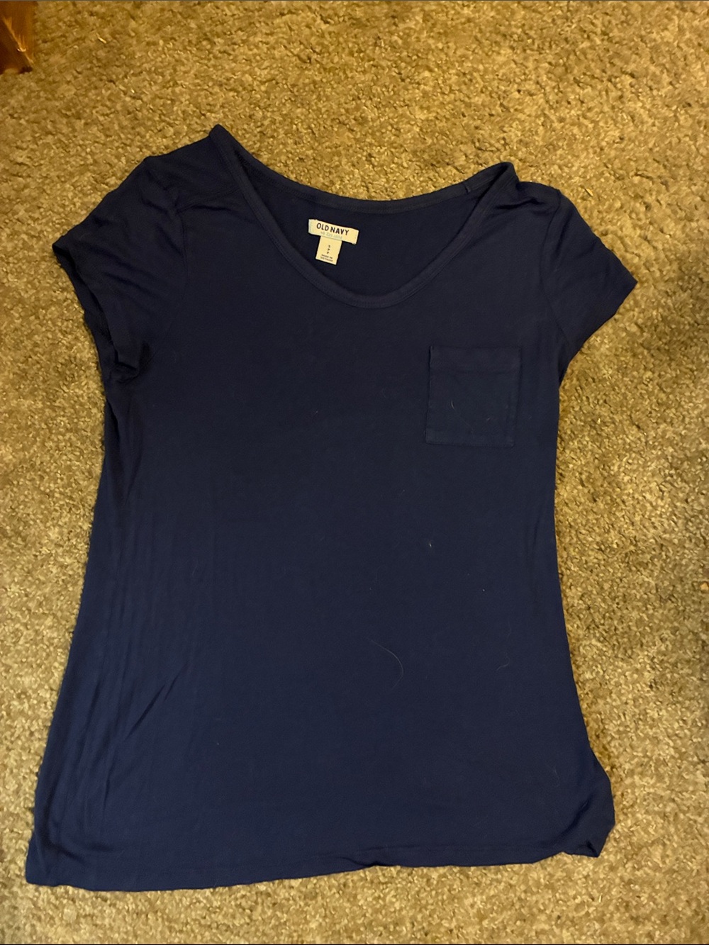 Old Navy Women's Dark Blue Short Sleeve Scoop Neck Pocket Tee